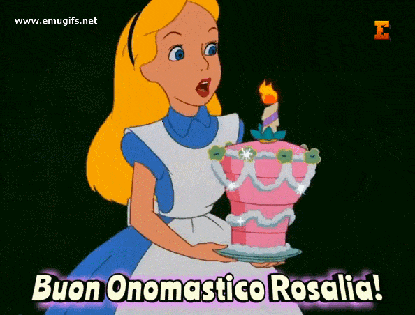Buon Onomastico Rosalia GIF Personalizzata con Torta e Nome per S Rosalia Oggi 4 Settembre